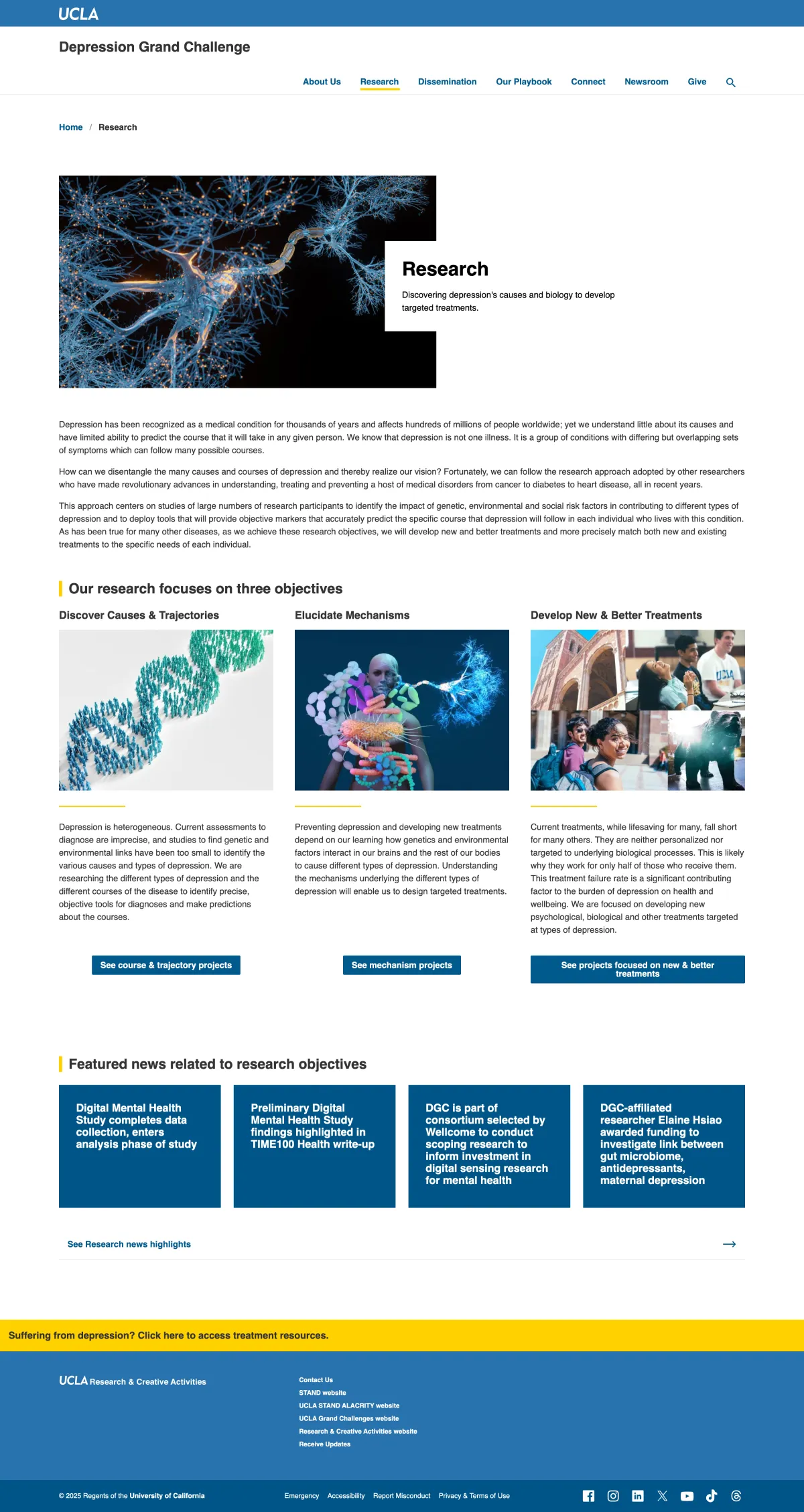 UCLA Depression Grand Ghallenge research page