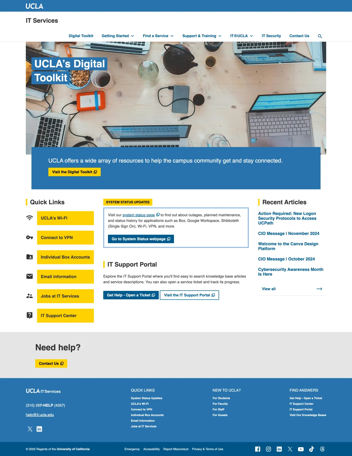 UCLA IT Services home page