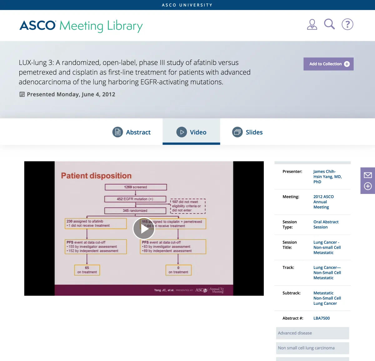 ASCO Meeting Library poster page