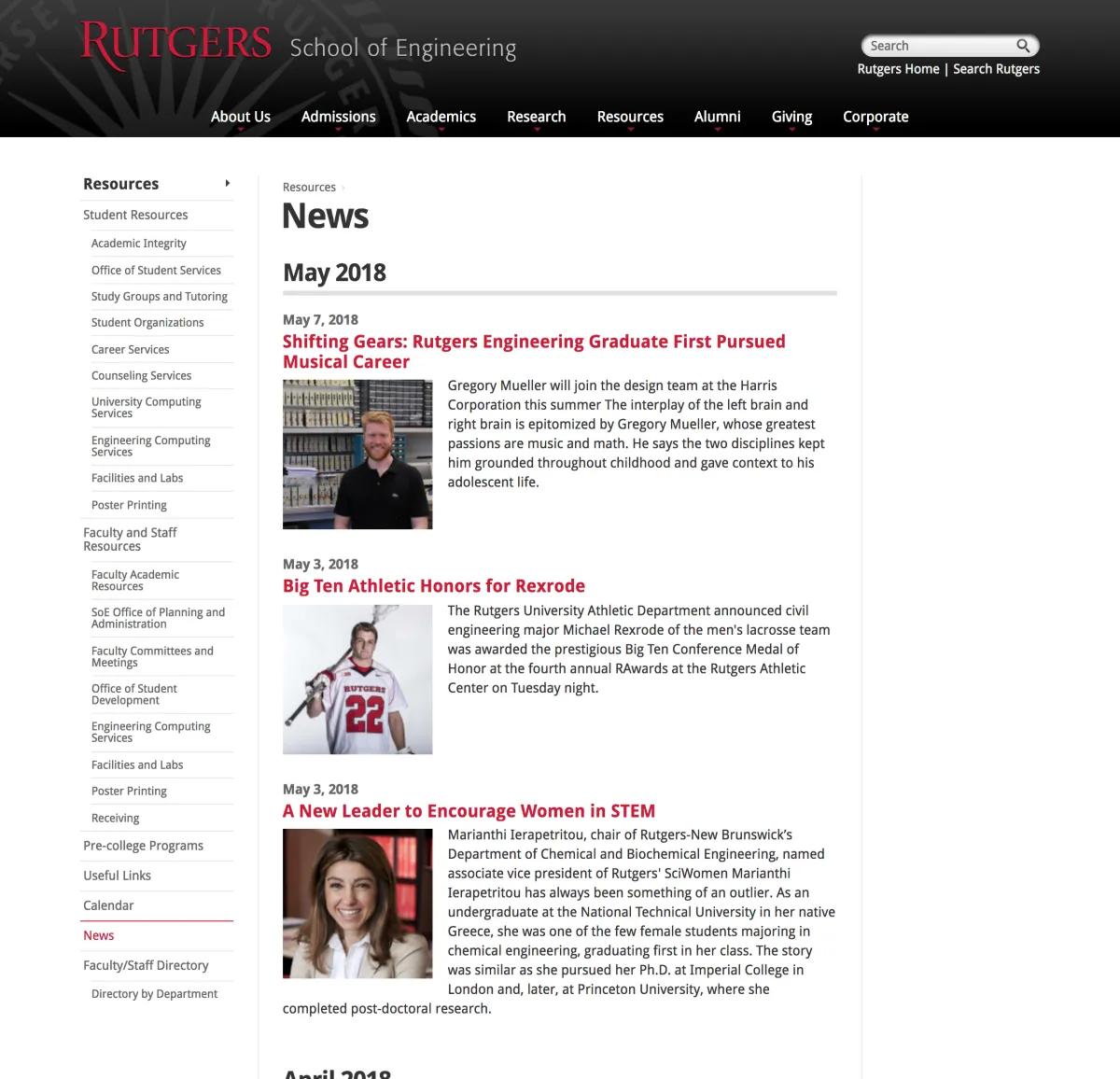 Rutgers School of Engineering news page