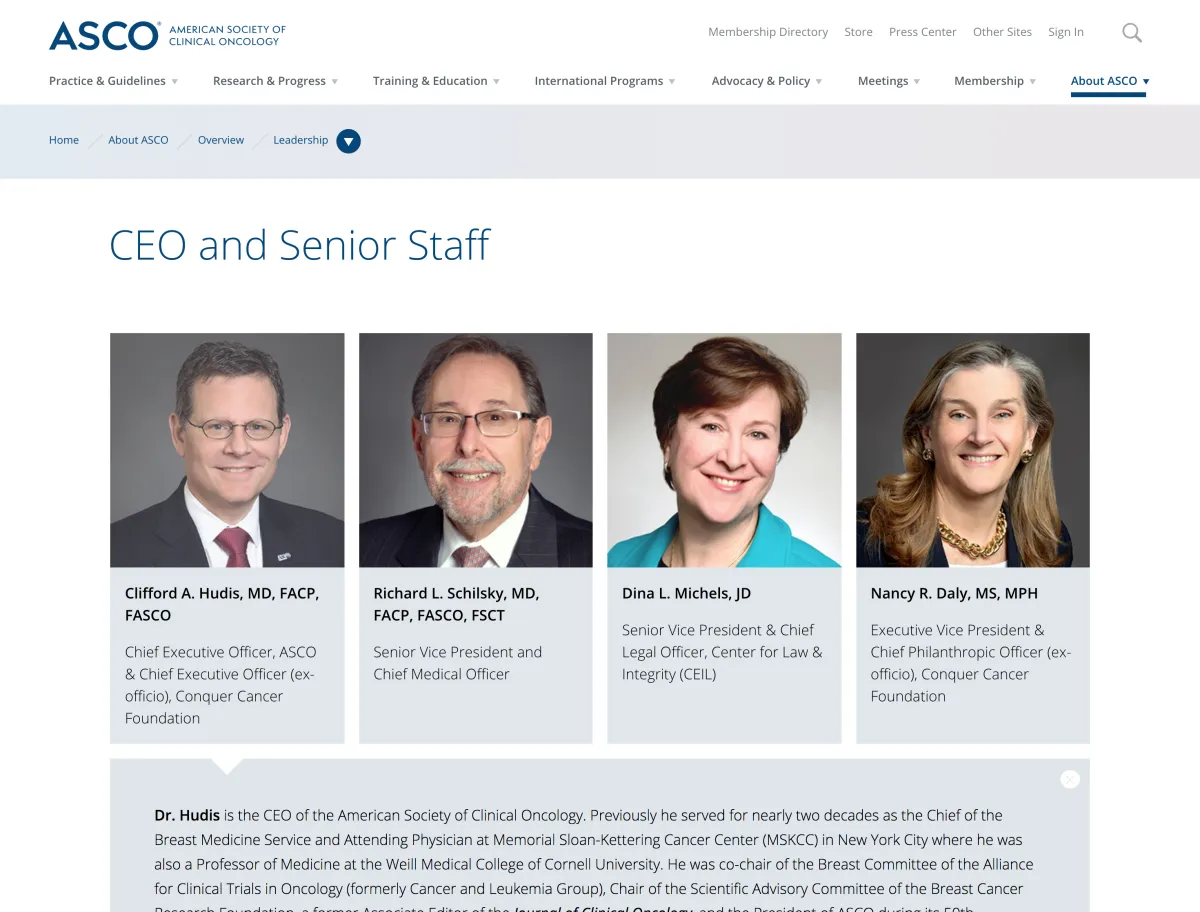 ASCO senior leadership page