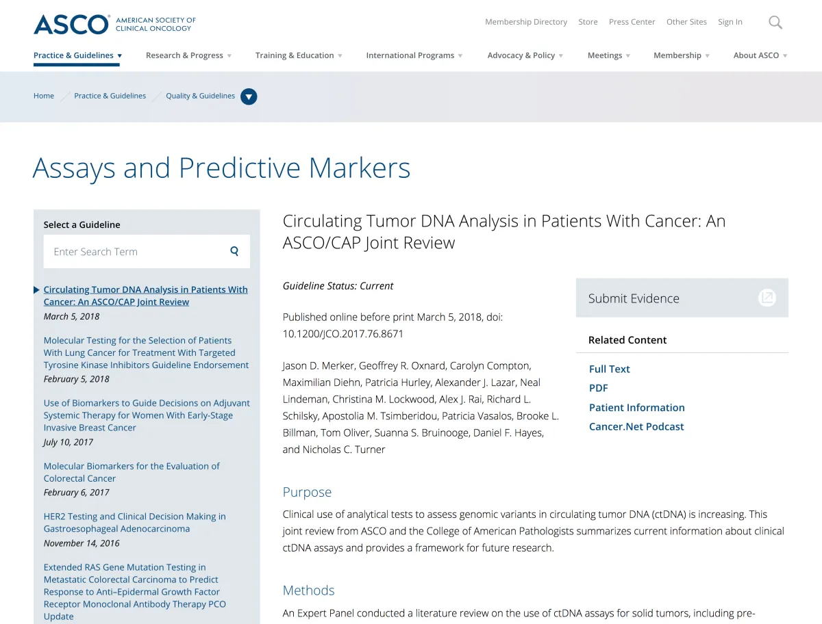 ASCO article page
