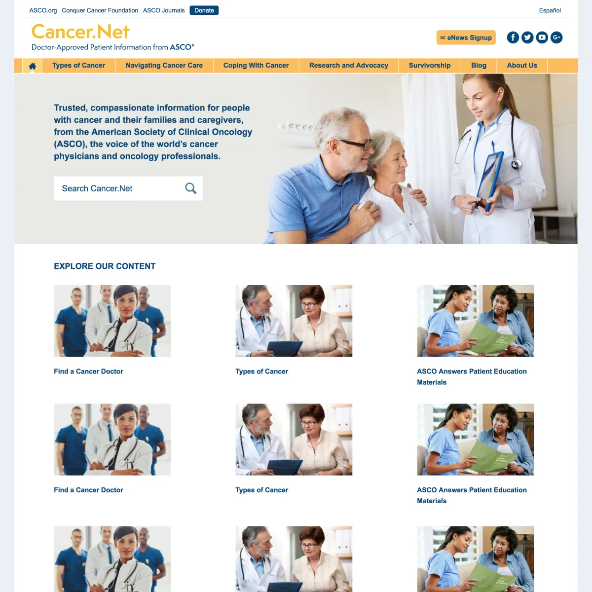 Cancer.net home page